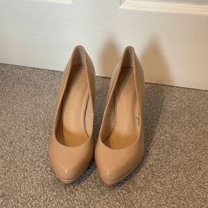 Patent Nude Platform Pumps - Women's High Heels